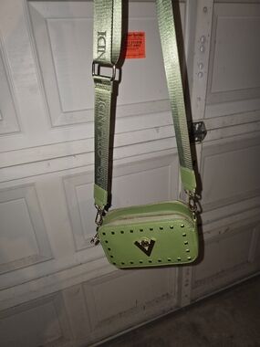 Valentino Orlandi Lime Green Studded Crossbody Bag